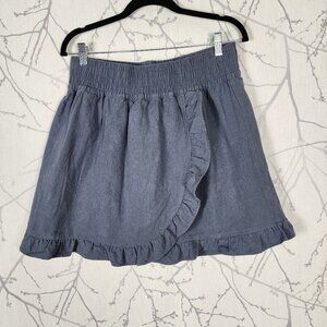 Jackson Rowe Blue Linen Cotton Elastic Waist Skort  has built in shorts
